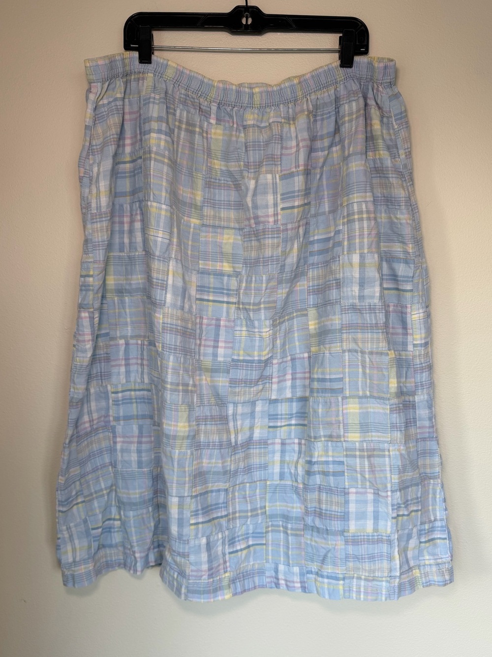 Vintage Blair Plaid Pastel Cottage Midi Skirt 3XL Picnic Cotton